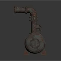 Rusty Industrial Equipment With Metal Pipes Valves And Cylindrical Tank