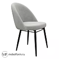 Light Gray Upholstered Single Chair With Modern Design And Black Metal Legs