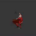 Standing Santa Claus Figure In Red Costume Holding Gift On Black Background