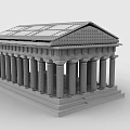Building Blocks Classical Architecture Model With Columns Pediment And Base Design 3d model