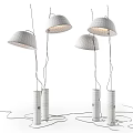 Four Modern Minimalist Table Lamps With Gray Shades And White Cylindrical Bases