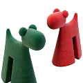 Playful Abstract Green And Red Toy Dolls With Round Heads And Body Cutout Designs