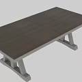Modern Sleek Dining Table With Wooden Top And White Crossed Legs Design