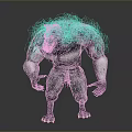 Muscular Ferocious Gray Fur Werewolf Creature Character 3D Model With Sharp Claws And Fangs