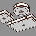 Modern Ceiling Lights With Square And Round Designs Brown Frame And White Panel 3d model