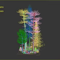 Various Green Trees With White Trunks And Different Heights Display Model Featuring Small White Elements 3d model