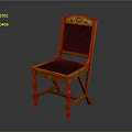 Classic Wooden Chair With Carved Backrest Black Seat Cushion And Turned Legs
