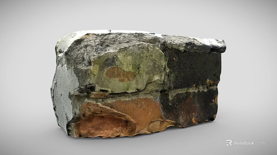 Building Exterior Wall With Multi Colored Weathered Stone Texture And Mottled Surface 3d model 