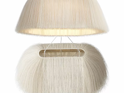 Cream White Fringed Chandelier With Double Layer Design And Soft Glowing Light 3d model
