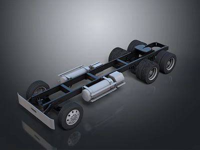 Mechanical Car Chassis Frame Structure With Wheels And Suspension Parts 3d model