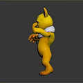 Yellow Mythical Creature With Pointed Ears White Mane Holding Small Object In 3D Cartoon Style