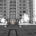 Modern Door Head Simple Unit Entrance Gate 3d model