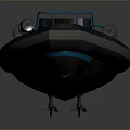 Gray Inflatable Boat With Blue Frame And Seats On Deck Surface