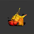 Cartoon Explosion Scene With Orange Red Spheres Yellow Splashing Fragments Red Glow On Blue Platform