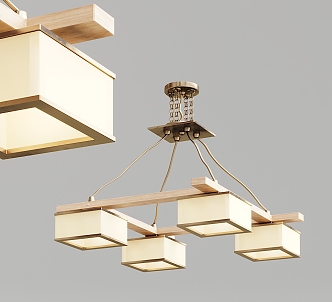 New Chinese Chandelier Wooden Chandelier 3d model