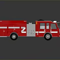 Detailed Red Fire Truck Toy Model With White Top And Cabin