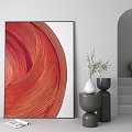 Modern abstract painting abstract orange decorative painting 3d model