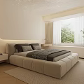 Modern Minimalist Bedroom with Starry Ceiling Light Colored Design Display Cabinet and Large Window