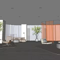 Creative Office Reception Rest Area Natural Style 3d model
