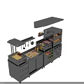 Modern Stainless Steel Kitchen Sideboard With Storage Cabinets Drawers Grill Fruits Beverages And Utensils