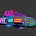 Futuristic Colorful Spaceship Model With Vibrant Pink Blue Purple And Orange Details