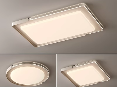 Modern Ceiling Light with Sleek Metal Frame Square and Round Shapes for Bright Even Lighting 3d model