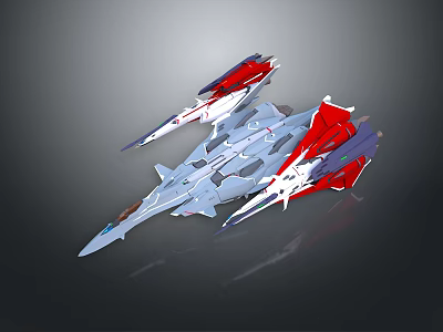 Futuristic Sci-Fi Aircraft Design With Red Silver Accents And Streamlined Wings 3d model