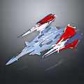 Futuristic Sci-Fi Aircraft Design With Red Silver Accents And Streamlined Wings