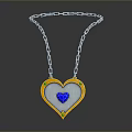 Heart Shaped Pendant Necklace With Blue Gemstone And Green Accents On Silver Chain