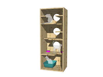 Wooden Storage Shelf with Multiple Shelves for Organizing Daily Necessities and Containers 3d model