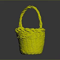 Light Woven Basket With Red Braided Handle And Red Rim On Dark Background