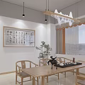 Traditional Office Interior Design With Wooden Bookshelves Calligraphy Art Desk Chairs And Window Curtains