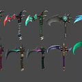 Fantasy Weapons Collection with Unique Colorful Designs and Decorative Elements for Gaming