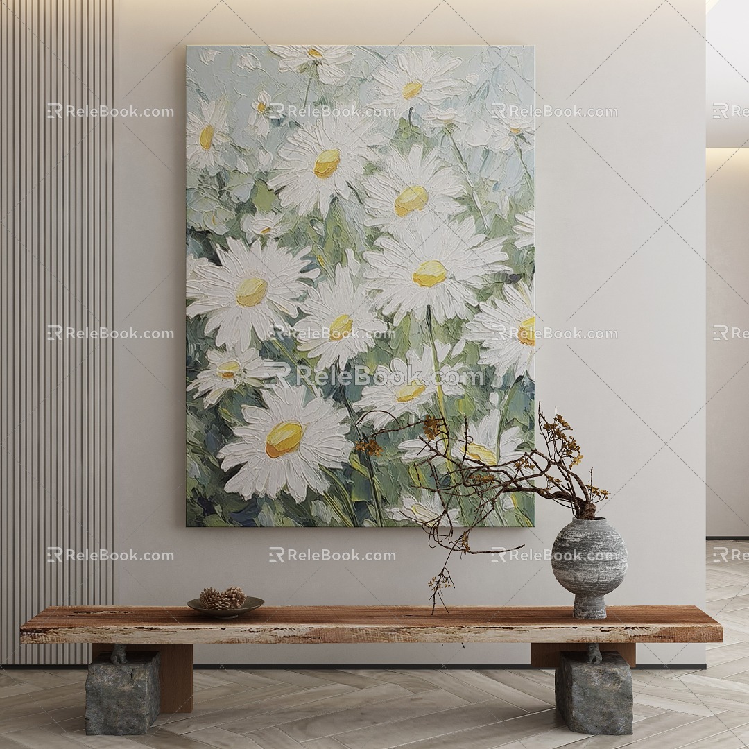 Modern plant painting decorative painting 3d model