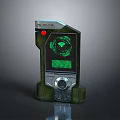 Sci Fi Tech Device With Green Screen Red Button And Metallic Knob 3d model