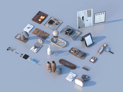 Stylish Modern Household Living Items Including Electronic Devices Books Lamps And Decor Accessories 3d model
