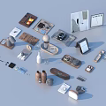 Stylish Modern Household Living Items Including Electronic Devices Books Lamps And Decor Accessories