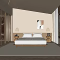 Modern Hotel Guest Room With King Bed Wooden Elements And Floor to Ceiling Windows