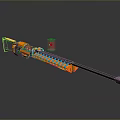 Orange Black Tactical Weapon With Long Barrel Ammunition Chain And Canister Design