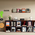 Modern Design Bookcase With Books Decorative Pieces Table Lamp And Flower Vase