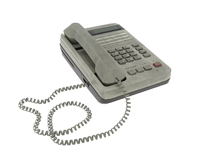 Vintage Landline Telephone With Keypad Display Screen And Coiled Cord 3d model