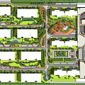 Residential Landscape Design With Multiple Buildings Green Spaces Central Garden and Pathways
