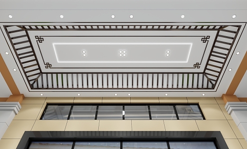 New Chinese Style Door Head Ceiling 3d model