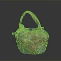 Stylish Green Floral Pattern Handbag With Decorative Handle And Unique Design 3d model