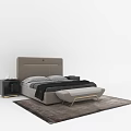 Modern Double Bed Interior Design With Nightstands Bench And Area Rug 3d model