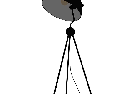 Black Floor Lamp with Tripod Base and Adjustable Shade Design 3d model