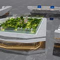 Modern Geometric Architecture With Central Green Courtyard Glass Roof And Reflective Surface Design