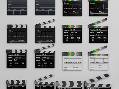 Vintage Movie Clapperboard Decorative Ornament Set With Various Styles For Home 3d model