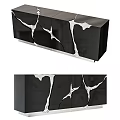Modern Black TV Stand With Sleek Surface And Cracked White Pattern Design 3d model