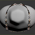 Fashionable Layered Necklace with Orange Black Geometric Pattern Displayed on White Mannequin Stand
